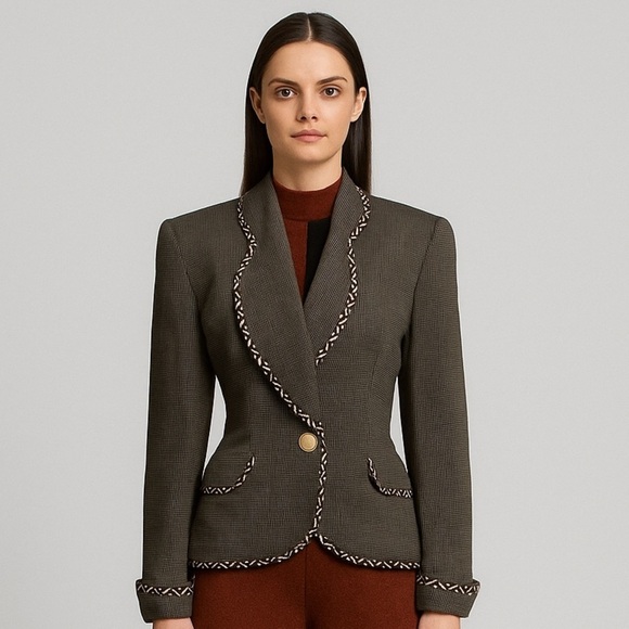 Christian Dior 1980’s Vintage Houndstooth Print Blazer 6 - Picture 1 of 11
